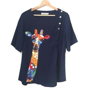Misslook Giraffe Print Blue Blouse in Large